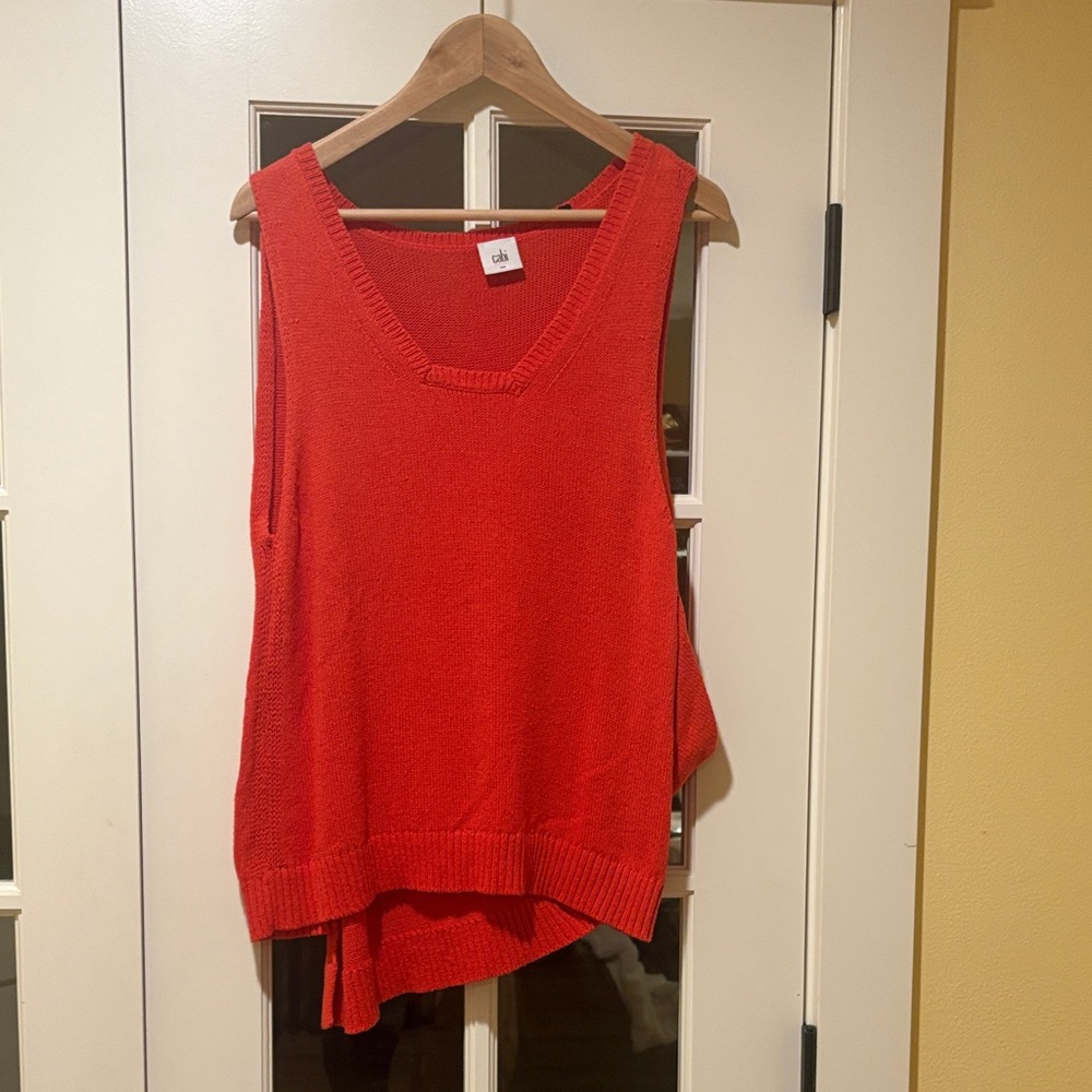 Cabi Orange Sleeveless Knit Top S Asymmetrical